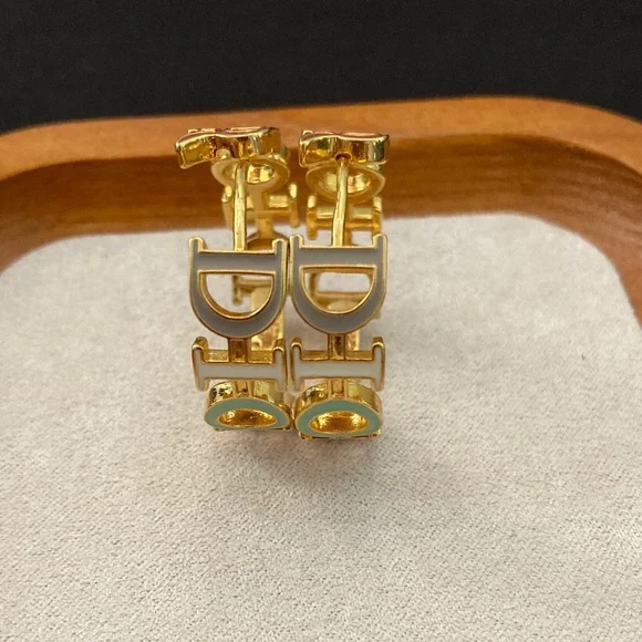 Sale! Dior Gold and Teal Women's Earrings - Picture 5 of 6